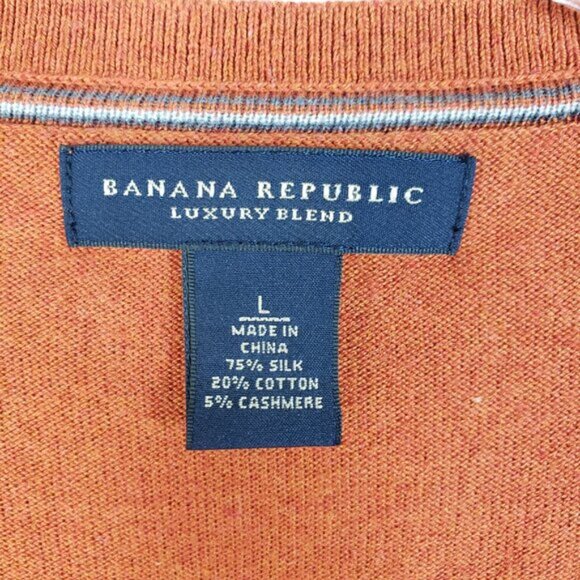 Banana Republic Luxury Blend Silk Cotton Cashmere V-Neck Sweater Orange size L - Picture 5 of 13